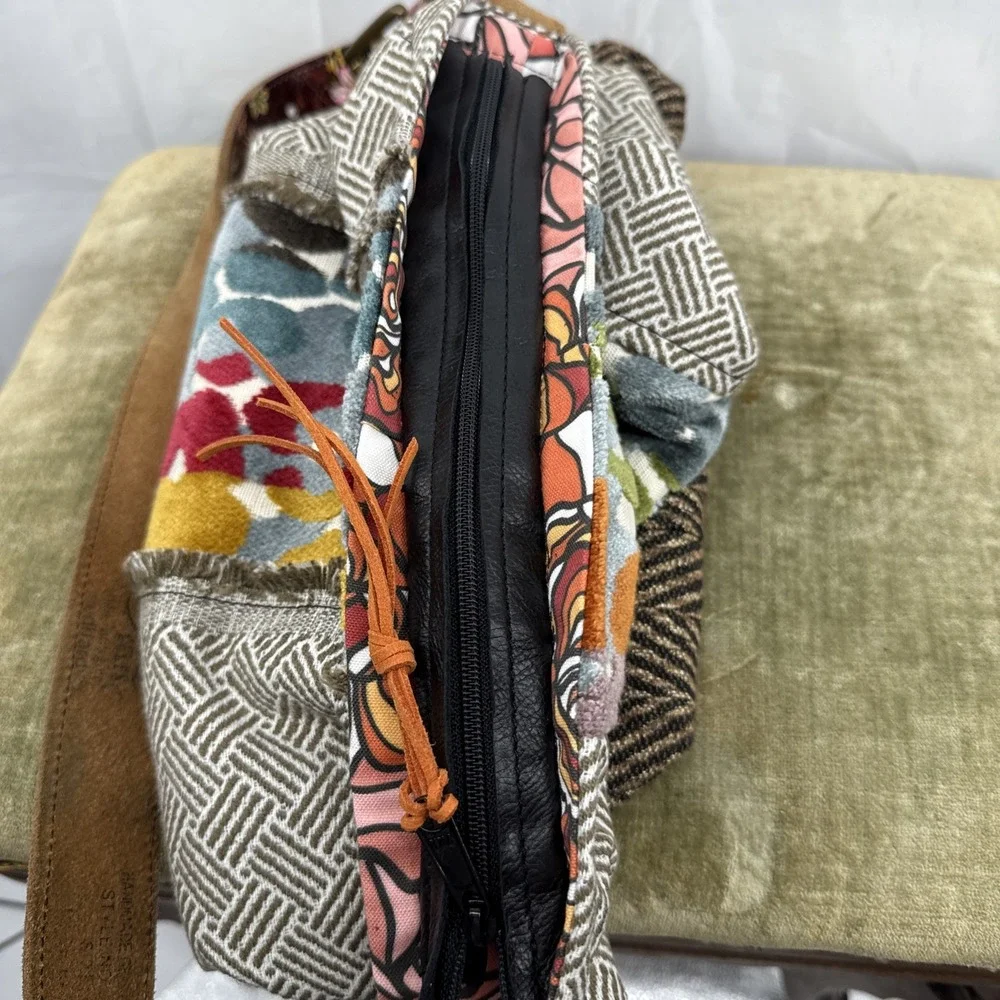 Handmade Patchwork Purse W/Ed Hardy Belt Handle Boho One Of A Kind Super Cool!‎